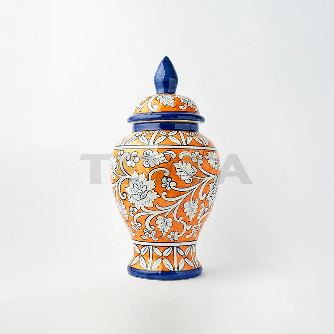 Ceramic Floral Mold Jar - I (O-C) - Decorative Jars