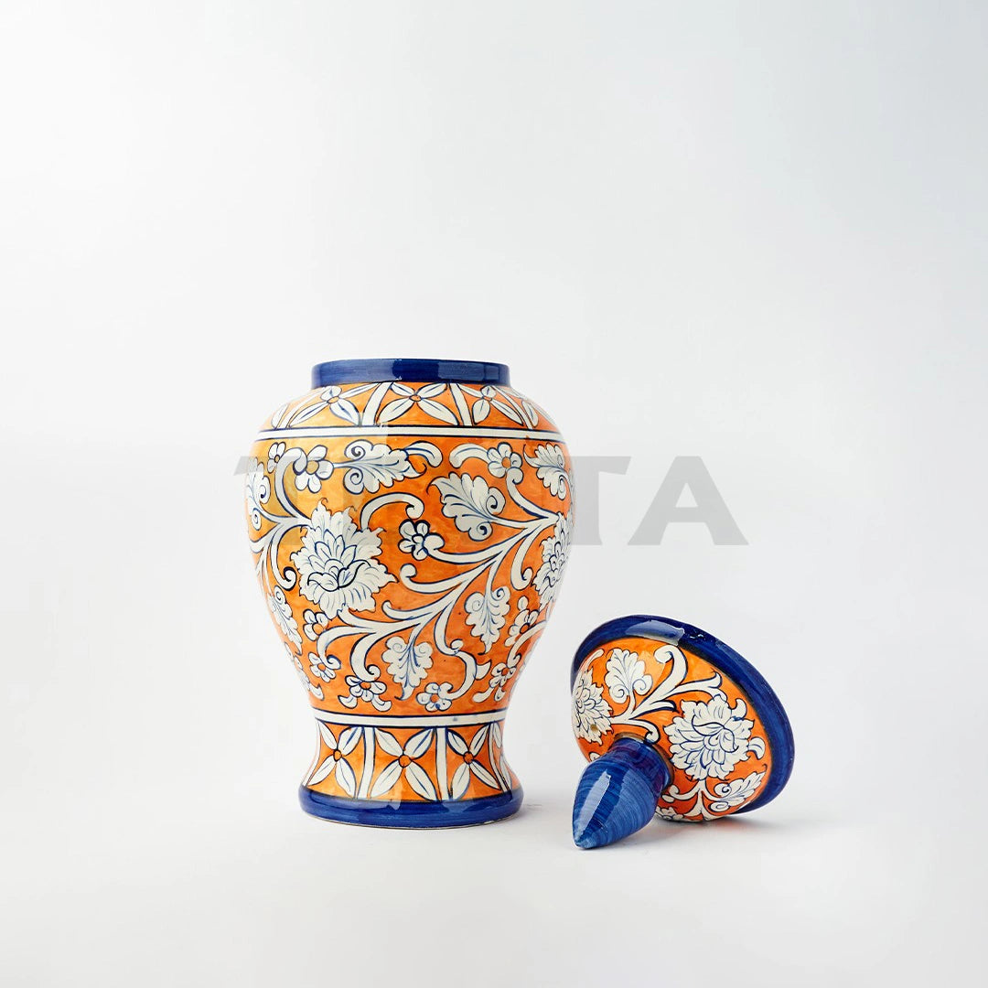 Ceramic Floral Mold Jar - I (O-C) - Decorative Jars