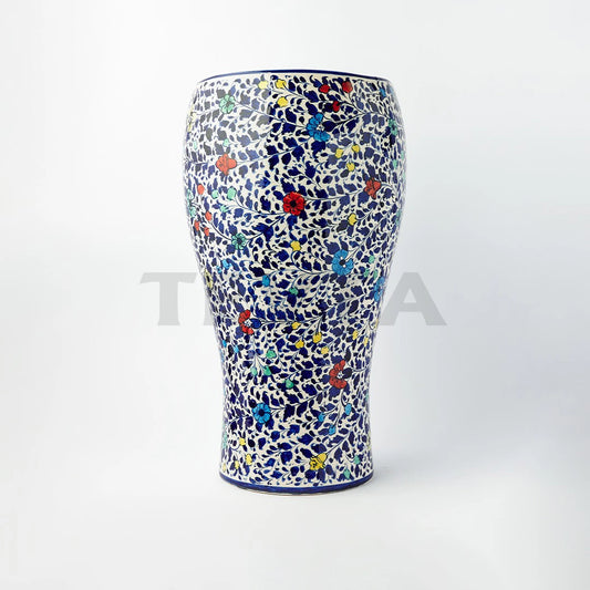 Ceramic Floral Round Vase - Large (M-C) - Vase