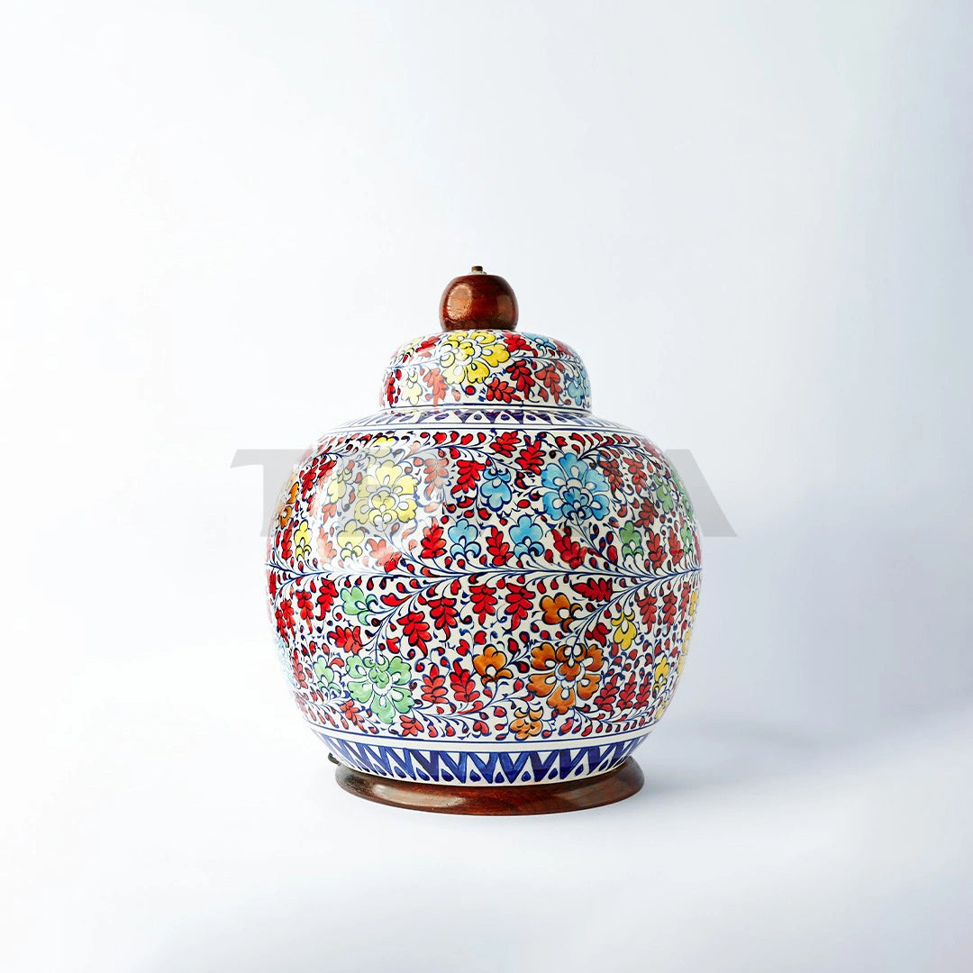Ceramic Floral Round Table Lamp Base - Lamp Base