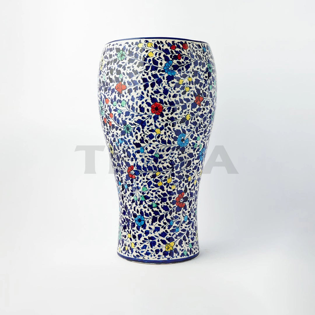 Ceramic Floral Round Vase - Large (M-C) - Vase
