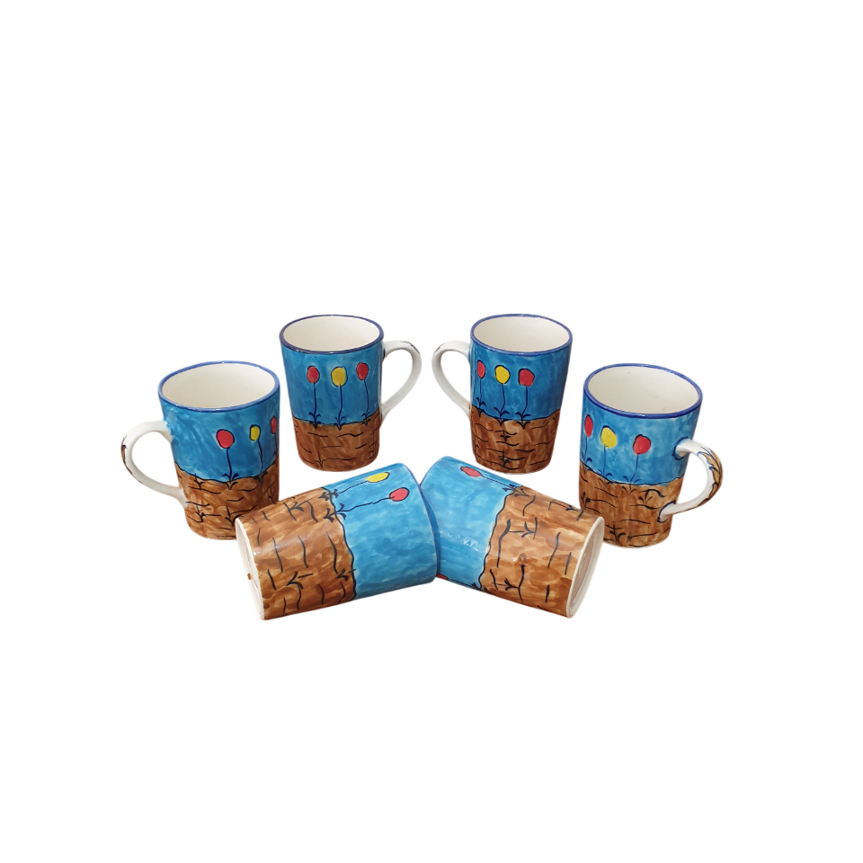 Shop Ceramic Floral Desert Art Tea Mugs Set Online In Pakistan