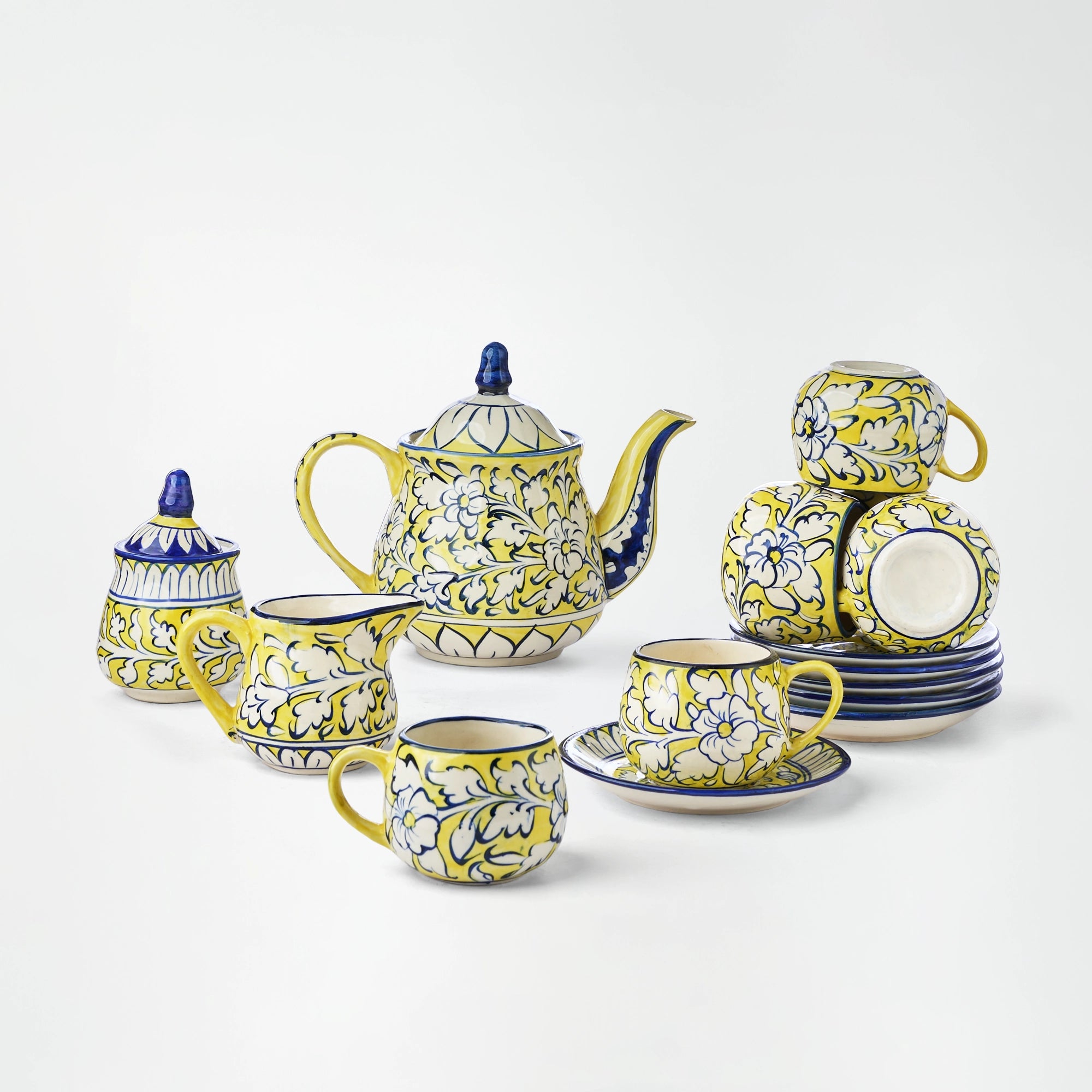 Shop Handmade Ceramic Floral Tea Set Online In Pakistan – TEVTA ...