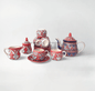 Ceramics Red Tea Set