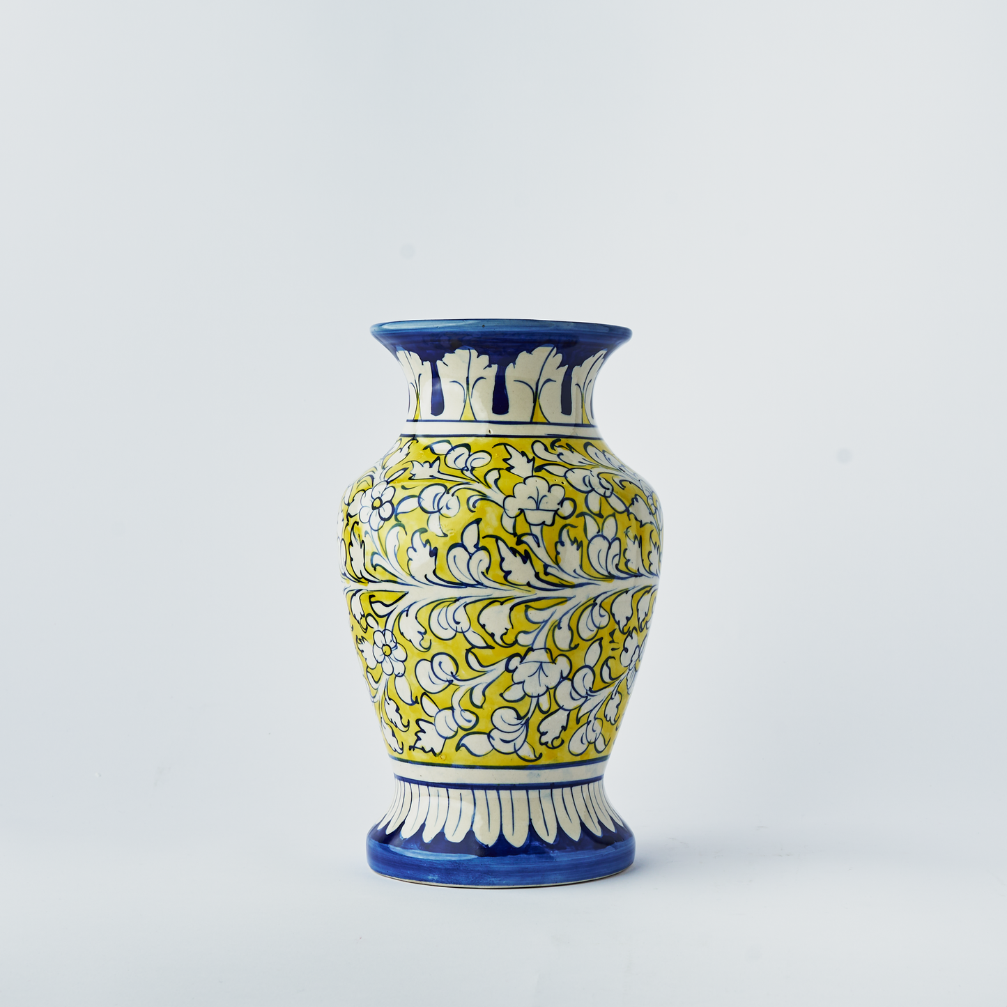 Ceramic Vase - (Yellow Floral Motifs) - Handcrafted on Demand